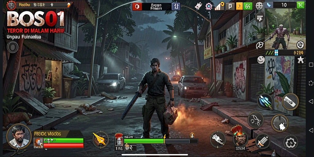Gameplay tegang dari BOS01 dengan suasana yang mencekam.