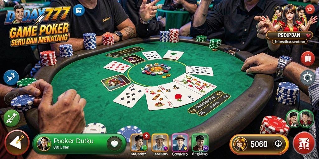 Tampilan gameplay Poker yang menggugah selera di DAY777.