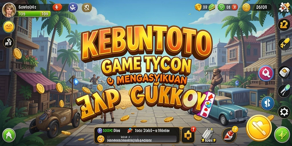 Tampilan gameplay KEBUNTOTO yang menampilkan aktivitas bisnis yang seru.