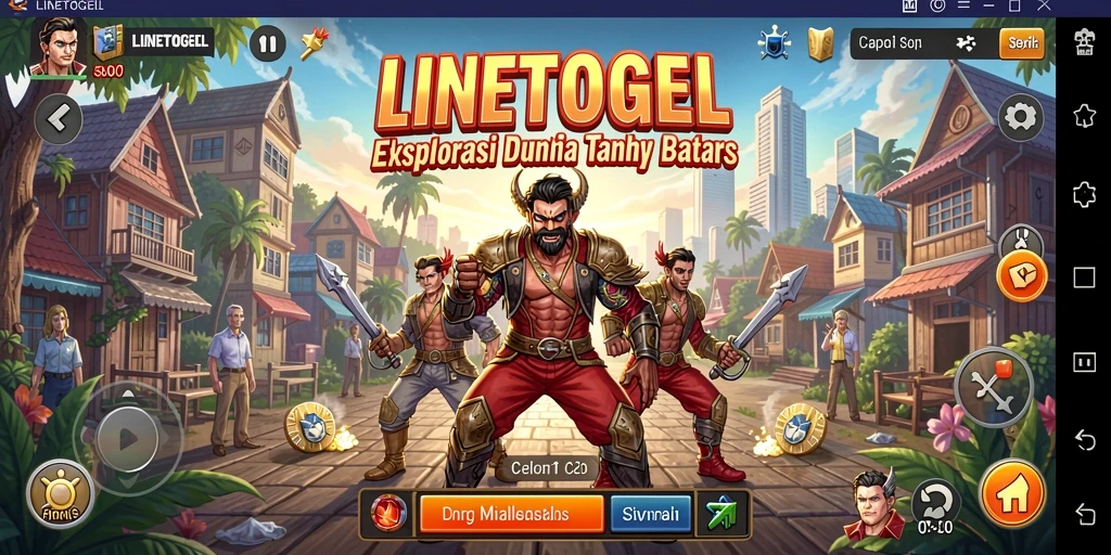Screenshot gameplay LINETOGEL menampilkan pemandangan indah dunia terbuka.
