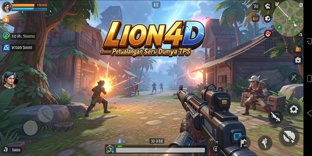 Tampilan gameplay seru di LION4D dengan aksi menembak intens.