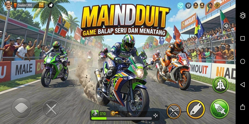 Tangkapan layar game MAINDUIT menampilkan balapan mendebarkan dan grafik yang mengesankan.