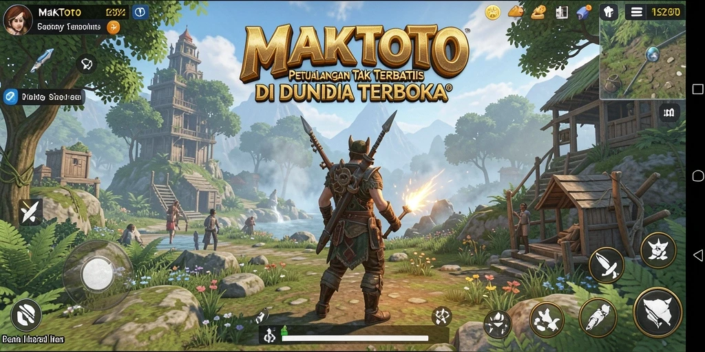 Screenshot gameplay MAKTOTO yang menampilkan petualangan mendebarkan di dunia terbuka.