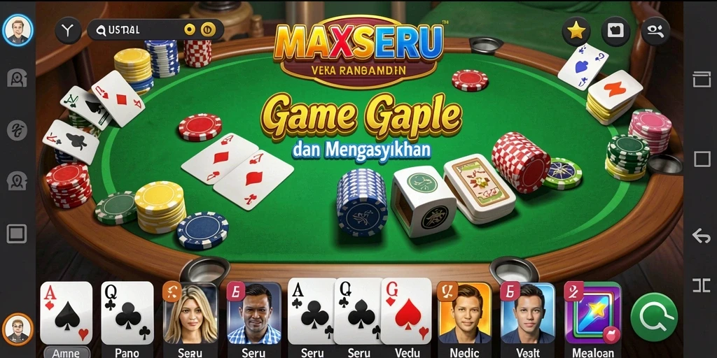 Gameplay Gaple yang seru dalam aplikasi MAXSERU.