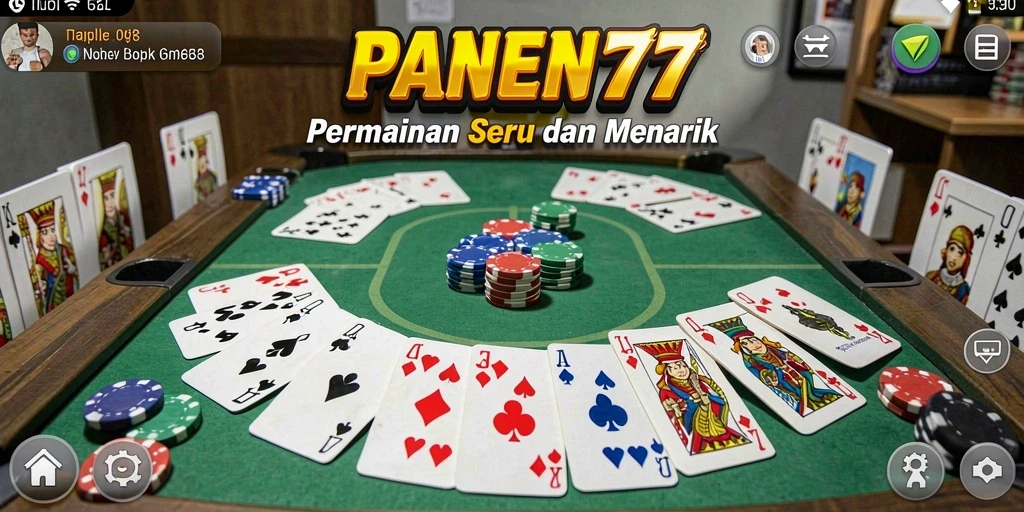 Screenshot utama PANEN77 menampilkan gameplay Gaple yang seru dan interaktif.