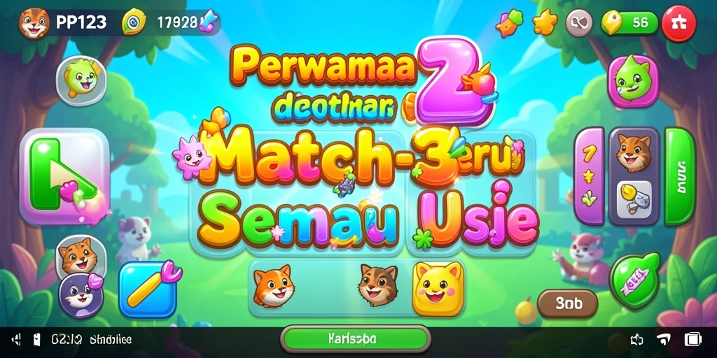 Tampilan gameplay PP123 yang menampilkan momen seru dalam Match-3.