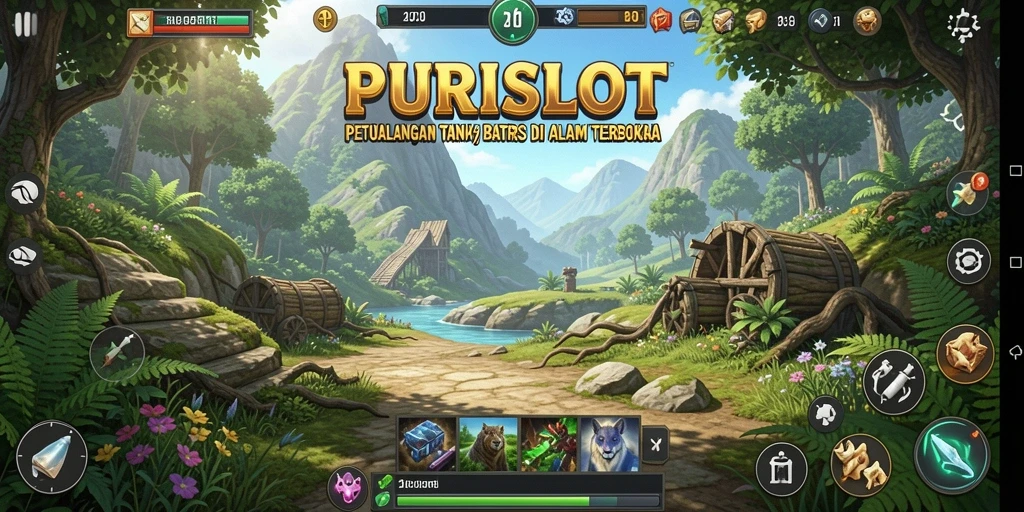 Tampilan menarik dari gameplay PURISLOT di dunia terbuka.