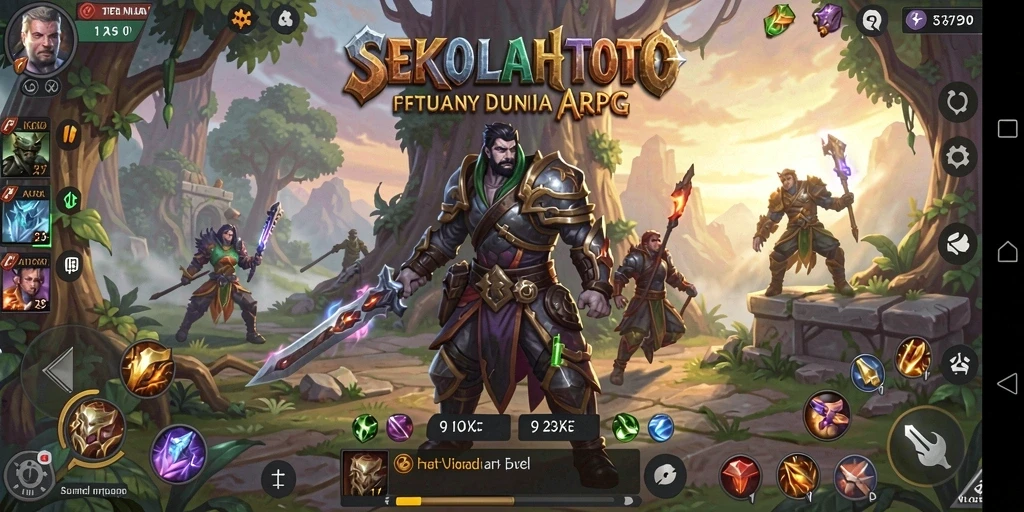 Screenshot dari gameplay SEKOLAHTOTO yang menunjukkan aksi intens di dunia ARPG.