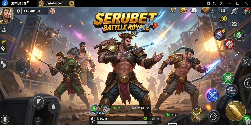 Tampilan gameplay SERUBET dengan aksi Battle Royale yang intens.