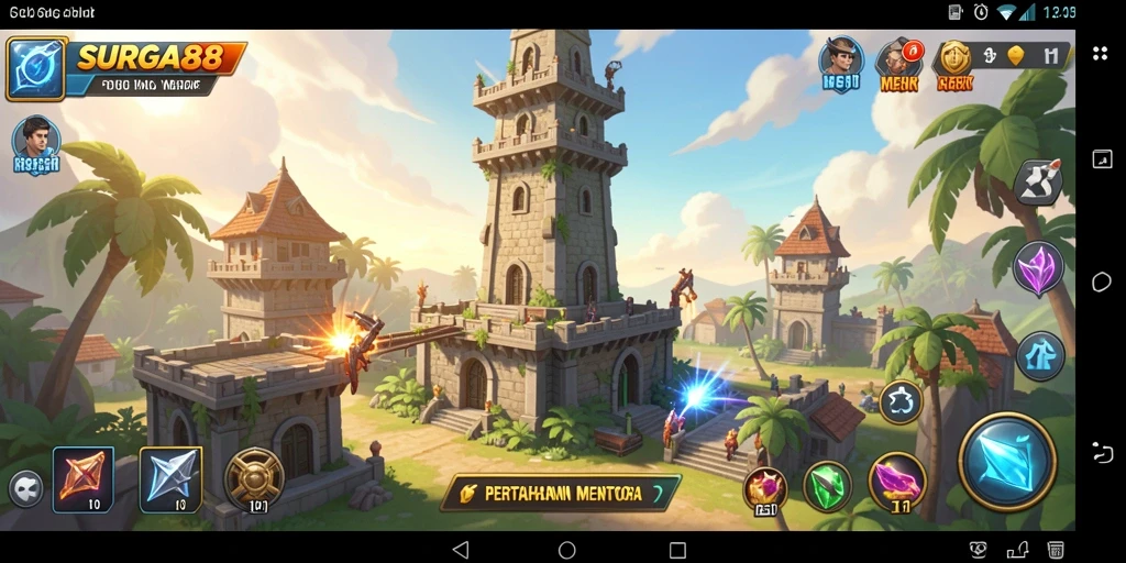 Tampilan menarik dari gameplay Tower Defense SURGA88.