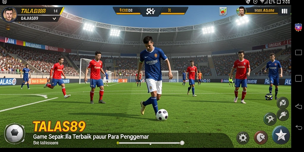 Screenshot TALAS89 menampilkan suasana pertandingan sepak bola yang penuh aksi.