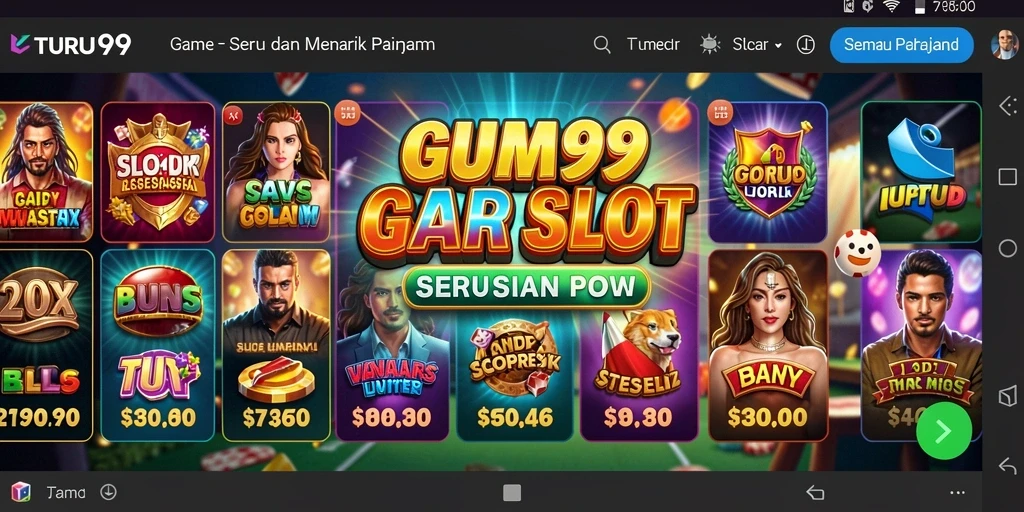 Screenshot utama TURU99 menampilkan gameplay Slot yang mendebarkan.