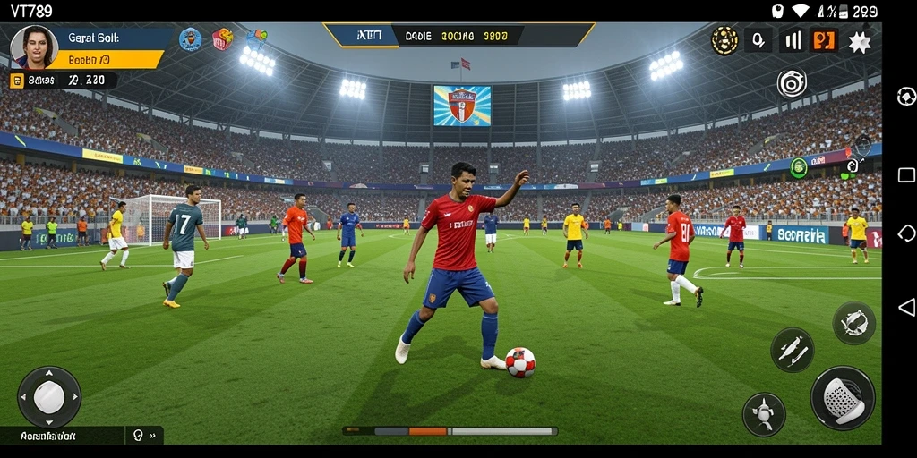 Tampilan gameplay yang menegangkan di lapangan sepak bola.