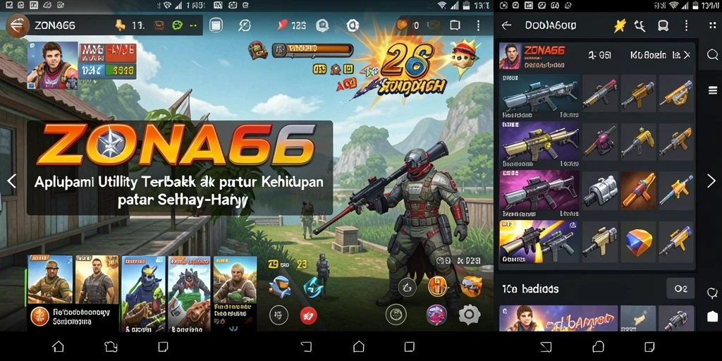 Tampilan antarmuka utama ZONA66 dengan berbagai fitur utility.